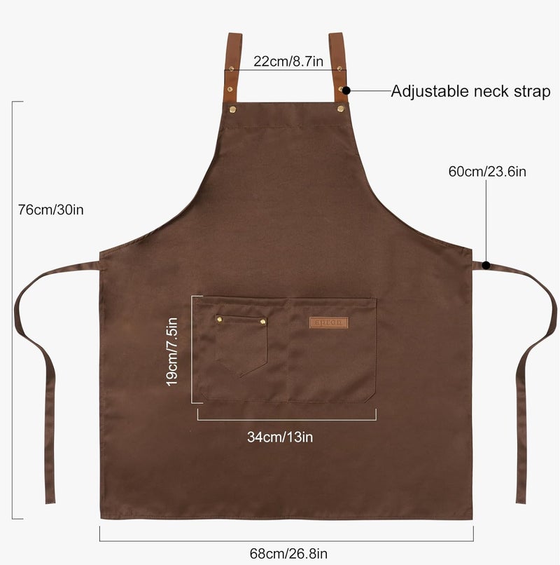 DILLMAN Art Aprons for Men Women Painting Pottery Baking, H Back Straps Waterdrop Kitchen Chef Cooking Apron with Pockets - Image 3